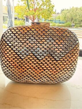 Marciano Metallic Mesh Clutch in Gold and Rose